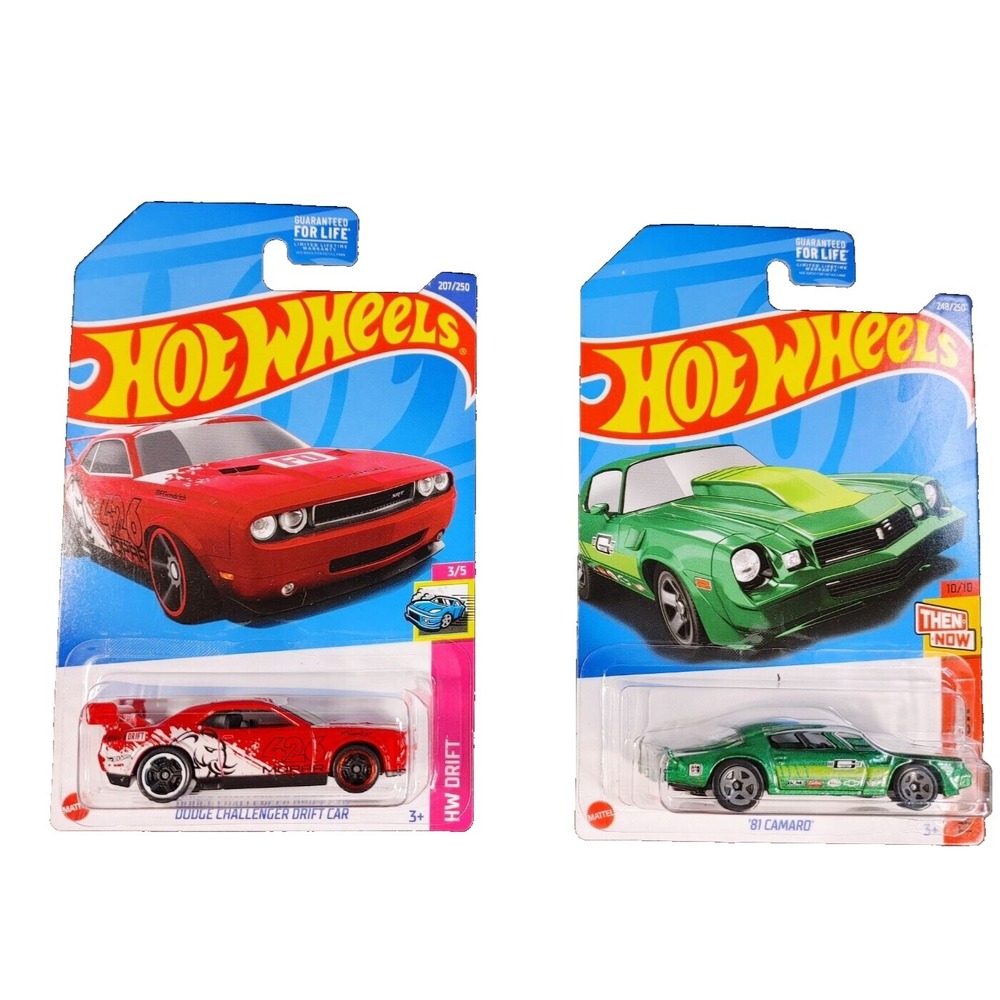 Mattel Hot Wheels '81 Camaro Then & Now Dodge Challenger Drift Car Racing Toys